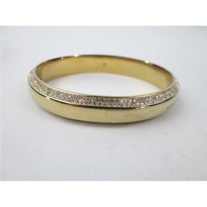 Michael Kors Hinged Bangle Bracelet Thick Gold-tone Sparkling Clear Rhinestones